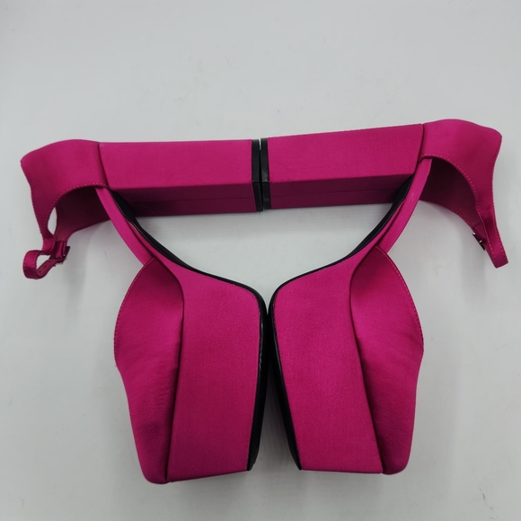 NWOB Jeffrey Campbell Edie Fuchsia Pink Satin Platform Heels – Size 8.5 - Picture 6 of 16